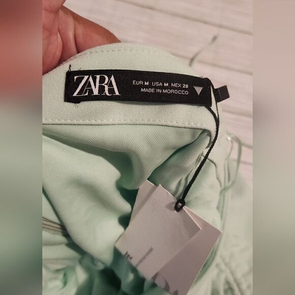 NWT Zara Ruched Mini Skirt Green Mint Size Medium - Picture 9 of 13